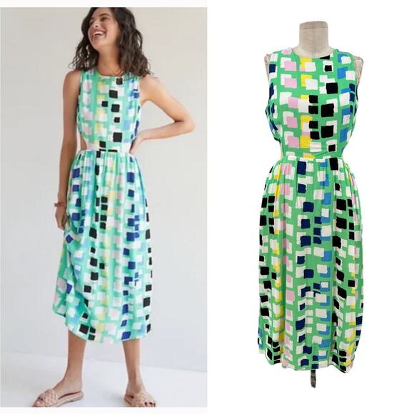 Anthropologie Dresses & Skirts - Anthropologie Corey Lynn Calter Midi Dress Abstract Cut Out Green Size Small